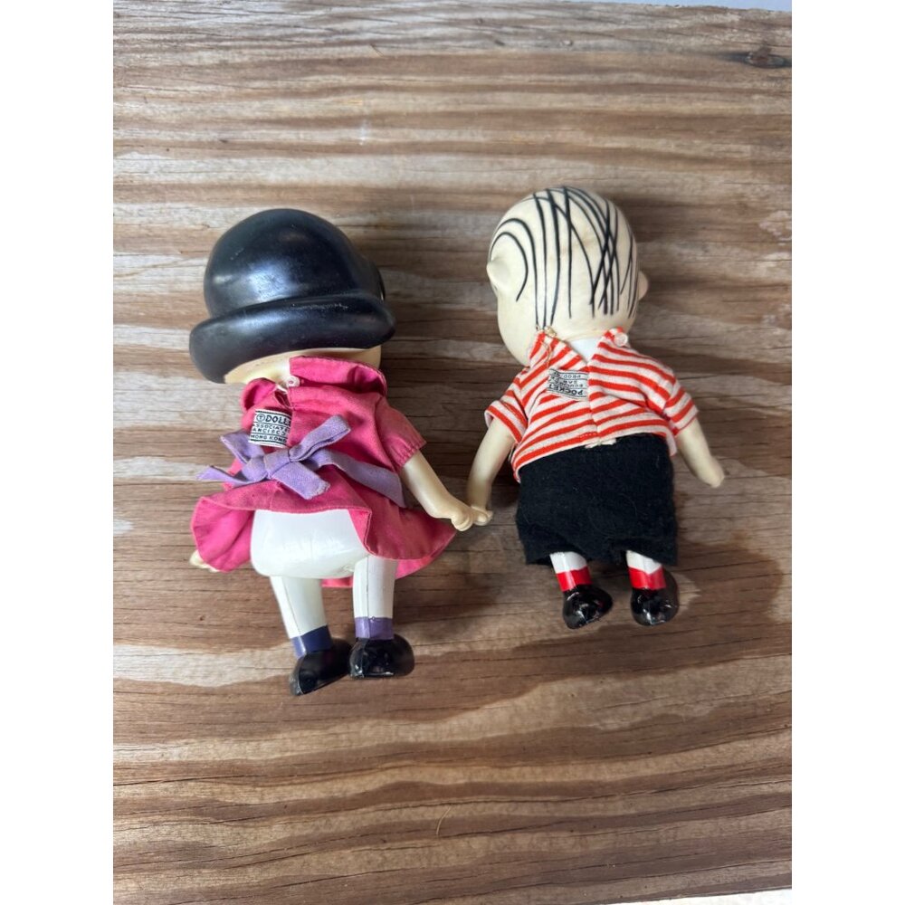 Vintage Lucy & Linus Pocket Dolls By Boucher Handmade Clothes 5" Tall - Picture 2 of 7